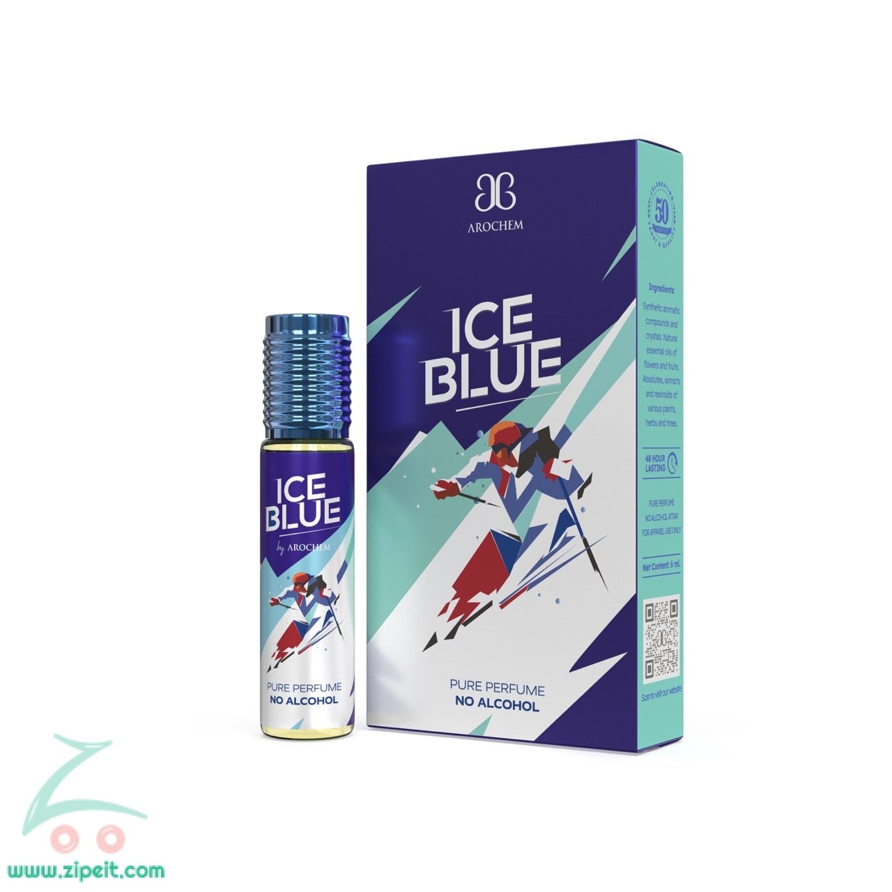 Arome Ice Blue Attar Roll-On Perfume | 6ml (Pack of 6) | Refreshing Scent with Top Notes of Lemon, Ginger & Tea | Long-Lasting Unisex Fragrance